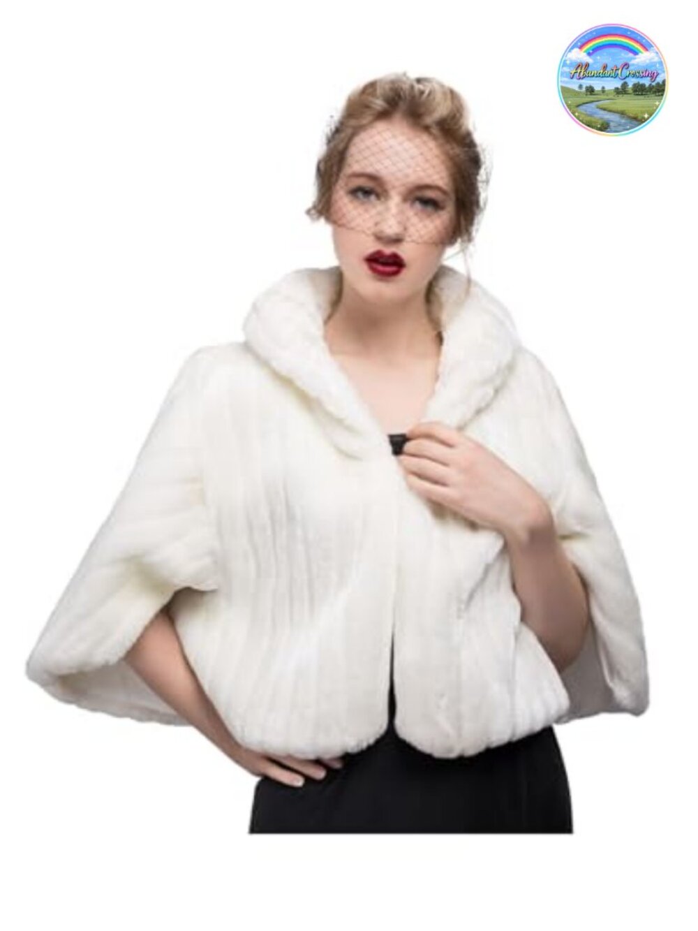 Faux Fur Shawl Wrap Stole Shrug Faux Silk Satin Lined Winter Wedding Formal